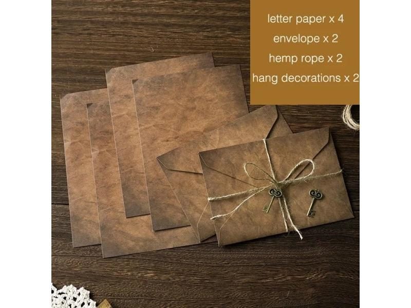 4 2 /pack Retro Envelope Kraft Letter Paper Vintage Writing Paper A5 Window Carousel 1