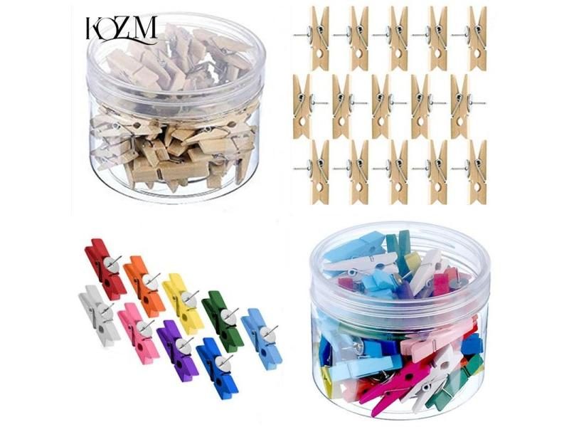 20Pcs/Box Office School Stationery Pins Durable Wooden Clip Push Pins Carousel 2