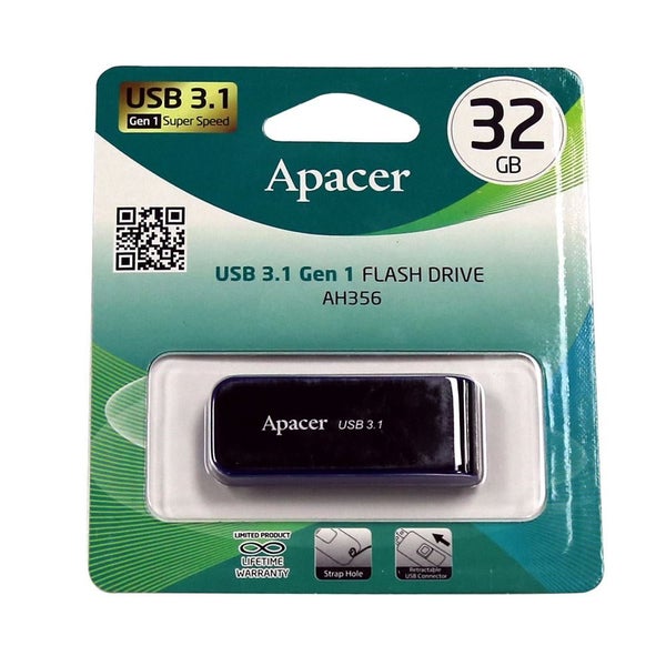 Apacer 32GB USB 3.1 Gen 1 Super Speed Flash Drive. Strap hole, Retractable USB C Carousel 1