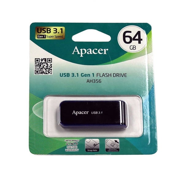 Apacer 64GB USB 3.1 Gen 1 Super Speed Flash Drive. Strap hole, Retractable USB C Carousel 1