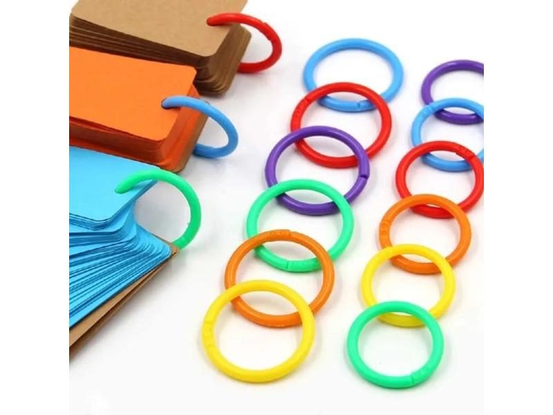 50Pcs/Bag Plastic Colors Ring Binder 15 - 40mm DIY Albums Loose-leaf Book Hoops Carousel 1