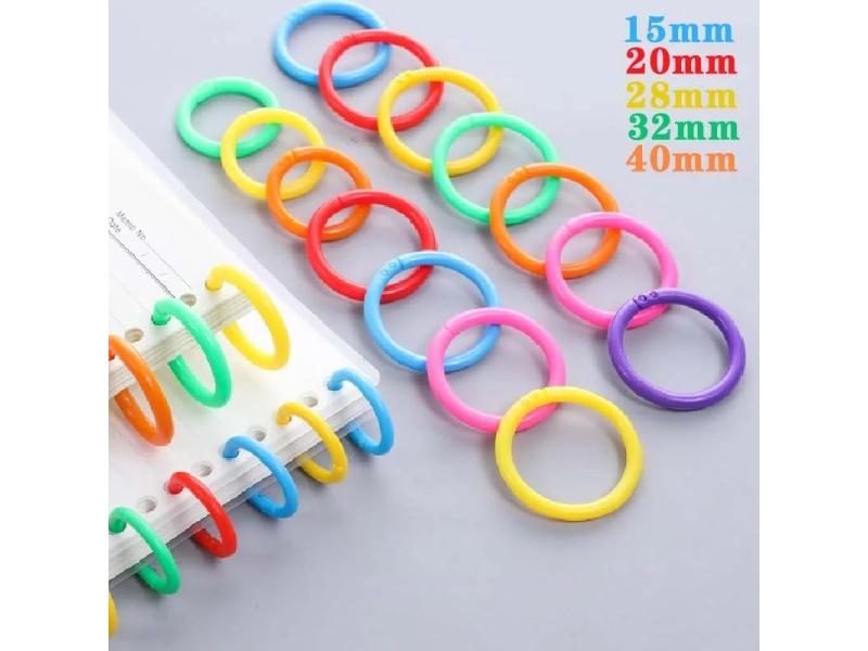 50Pcs/Bag Plastic Colors Ring Binder 15 - 40mm DIY Albums Loose-leaf Book Hoops Carousel 2