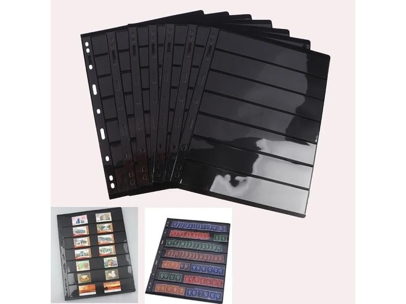 10Pcs 7 Grid Postage Stamp Album Pages Coin Collection Stamps Holder Loose-leaf Carousel 2
