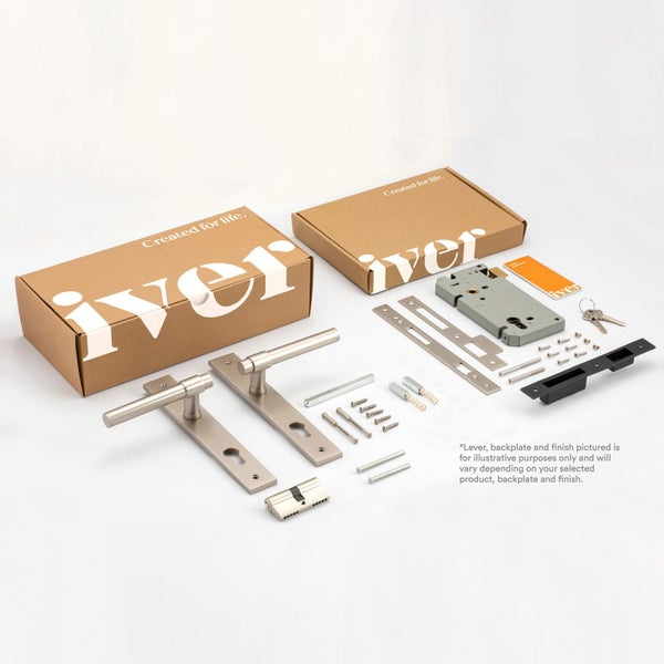 Iver Verona Door Lever on Rectangular Backplate Entrance Kit Key/Key Carousel 2