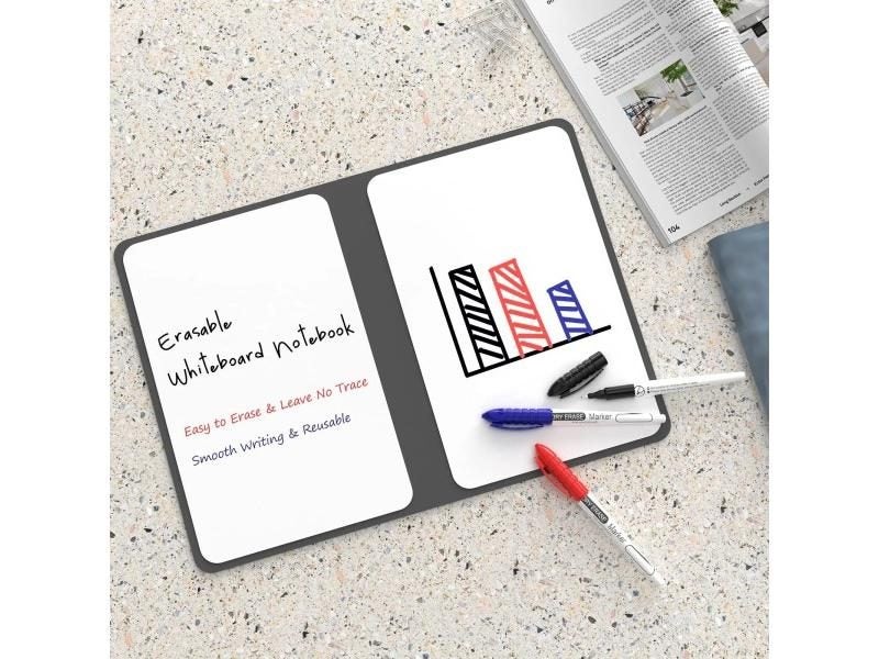 Dry Erase Whiteboard Notebook With Water Markers For Home Office School Carousel 1
