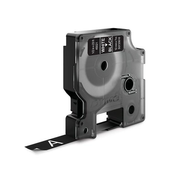 DYMO Genuine D1 Label Cassette Tape 12mm x 7M; White on Black Suitable for the L Carousel 2