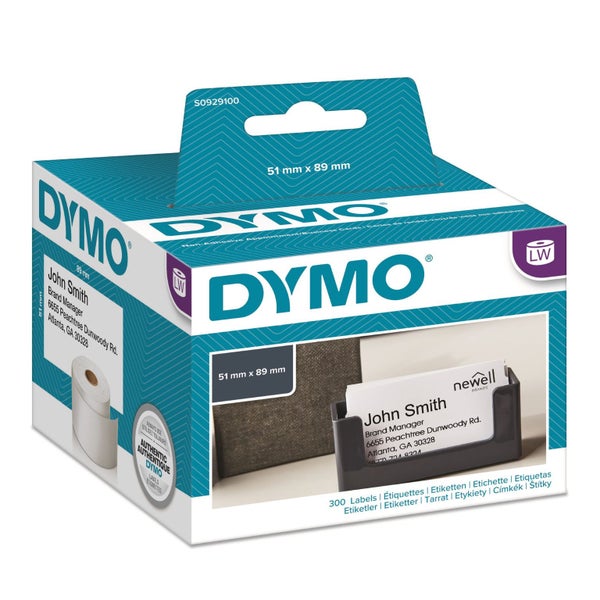 DYMO Genuine LabelWriter Name Badge Cards; 51mm x 89mm Non Adhesive; Compatible Carousel 1