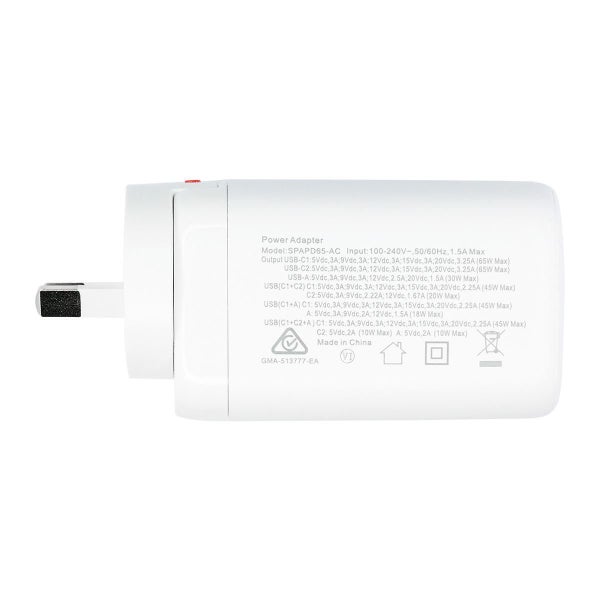 DYNAMIX 65W PD USB-C and USB-A Wall Charger. White Carousel 2