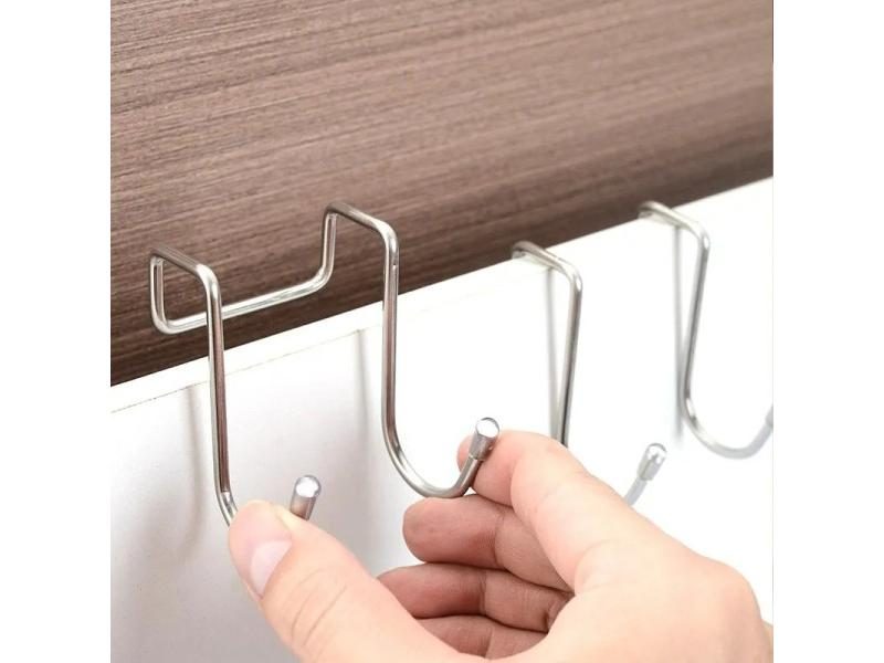 2PC 304 Stainless Steel Hook Free Punching Double S-Shape Hook Kitchen Bathroom Carousel 1