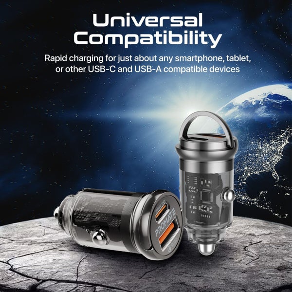 PROMATE 65W Quick Charging In-Car Adapter for Tablets & Smartphones. 65W PD USB- Carousel 10