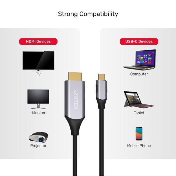 UNITEK 1.8m USB-C to HDMI cable. Premium Audio Video UltraHD. Gold Plated Conne Carousel 5