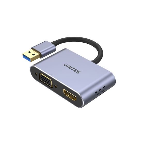 UNITEK USB-A to HDMI 2.0 & VGA Adapter with Dual Monitor Support. Screen Res up Carousel 1