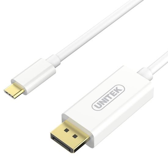 UNITEK 1.8m 4K USB-C to DisplayPort 1.2 Cable in White Plastic Housing. Supports Carousel 1
