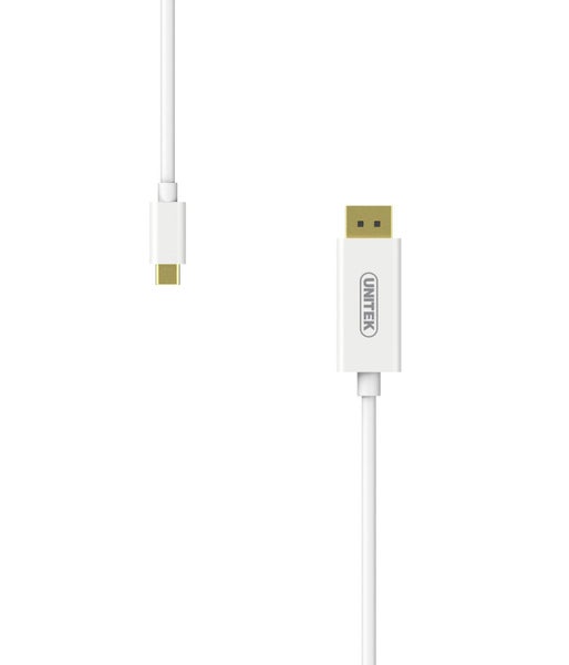 UNITEK 1.8m 4K USB-C to DisplayPort 1.2 Cable in White Plastic Housing. Supports Carousel 2