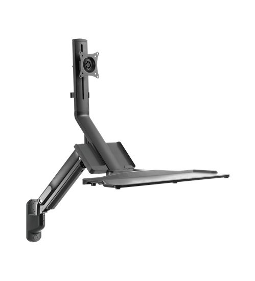 BRATECK 17-32" Wall Mount Single Monitor Gas Spring Sit-Stand Workstation. Foldi Carousel 1