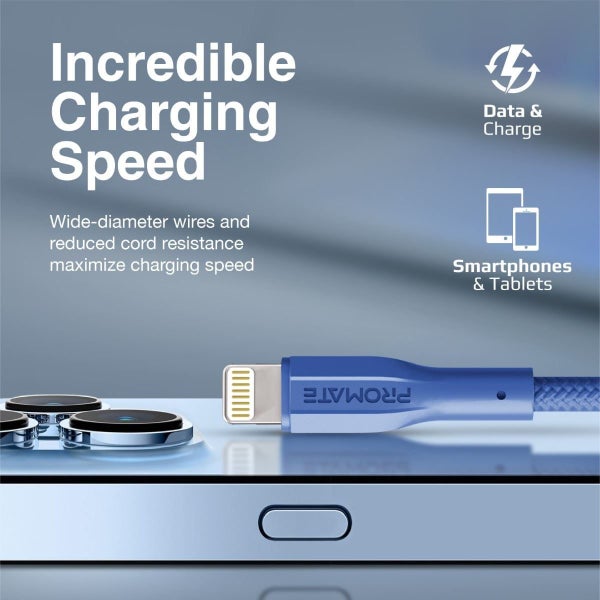 PROMATE 1M USB-A to Lightning Connector Super Flexible Cable. Supports 2A Chargi Carousel 2
