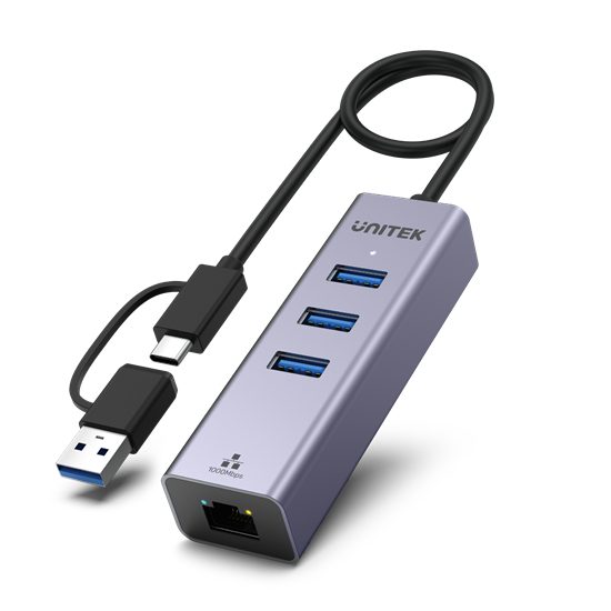 UNITEK 4-in-1 USB Multi-port Hub with 2-in-1 Connectors (USB-C & USB-A). Include Carousel 1