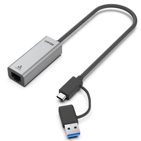 UNITEK USB to Gig Ethernet Adapter with 2-in-1 Connectors (USB-C & USB-A). Suppo Carousel 1