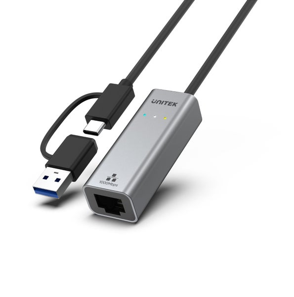 UNITEK USB to Gig Ethernet Adapter with 2-in-1 Connectors (USB-C & USB-A). Suppo Carousel 2