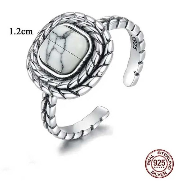 Silver Adjustable White Turquoise Ring "Connie" Carousel 7