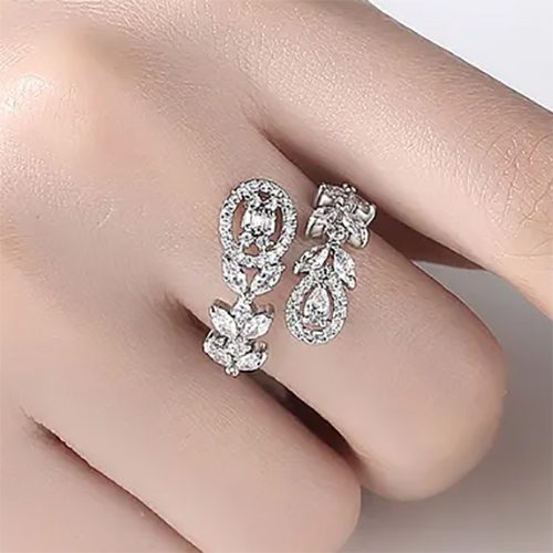 Silver Adjustable CZ Diamond Ring "Henrietta" Carousel 2