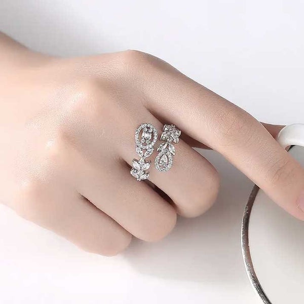 Silver Adjustable CZ Diamond Ring "Henrietta" Carousel 4