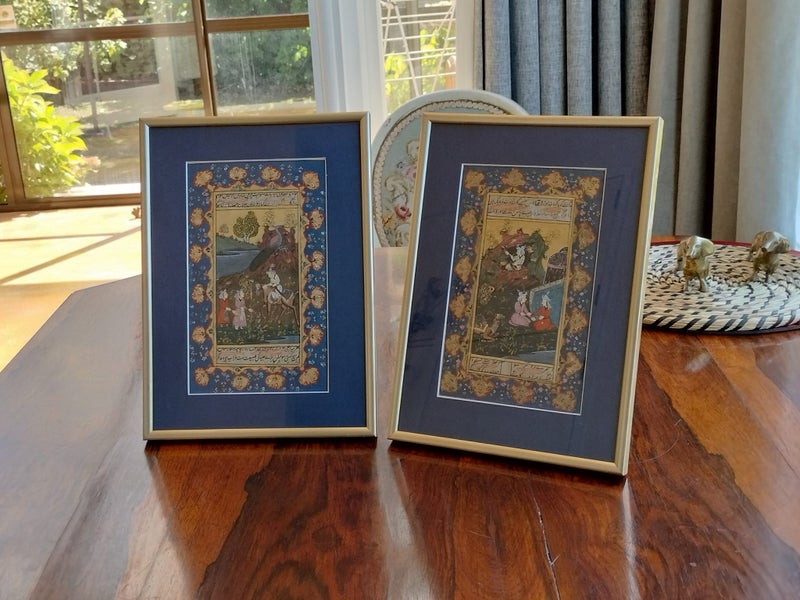 Two Small Original Hand-painted Scenes in Mughal(Mogul) Tradition Carousel 1