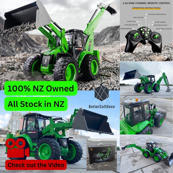 HUINA 1579 - Green Backhoe Loader Model Car 1:14 RC (Hui Na) - NEW 2024 Carousel 1