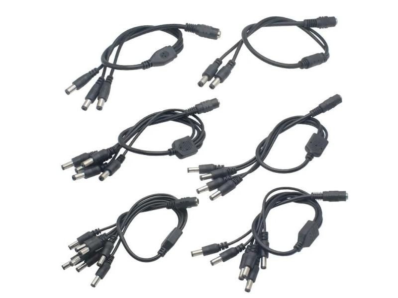 DC Power Jack 5.5x2.1mm DC Power Cable 1 Female To 2 3 4 5 6 8 Male Plug Carousel 2