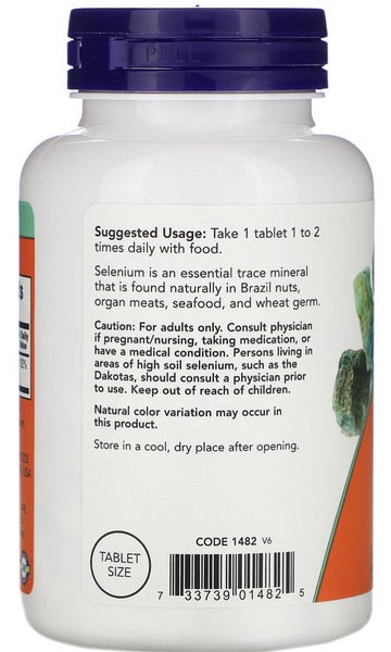 NOW FOODS SELENIUM 100 mcg 250 TABS - YEAST FREE - E0628 Carousel 3