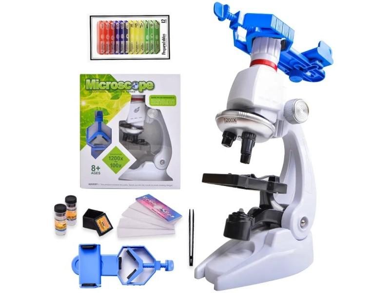 Microscope Kit Lab LED 100X-400X-1200X Home School Science Educational Toy Gift Carousel 1