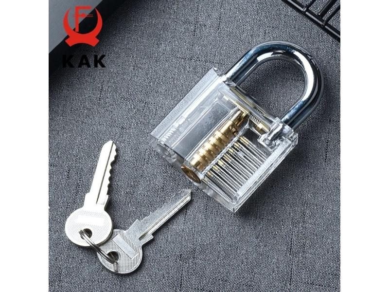 KAK Transparent Practice Padlock With Keys 80x50mm DIY Visible Lock Pick Tools Carousel 2