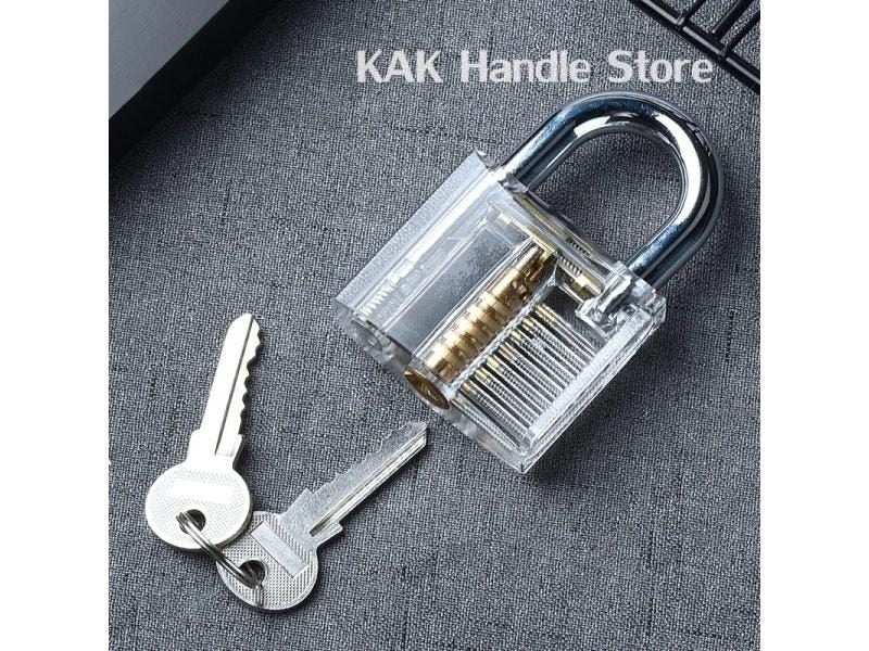 KAK Transparent Practice Padlock With Keys 80x50mm DIY Visible Lock Pick Tools Carousel 1