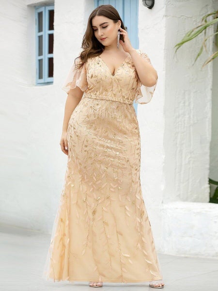 Eliza tulle sleeve mother of bride dress in light gold s18 Express NZ wide63617621391491114