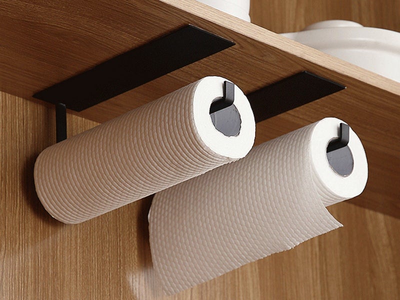 Wall Mount Paper Towel Holder with Self Adhesive for Kitchen - Black Carousel 1