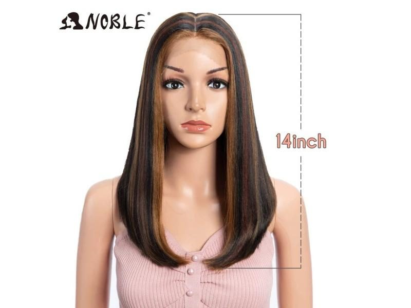 Synthetic Lace Front Wig Hair Straight Baby Hair Bob Wig 22" Brown For Women Carousel 1