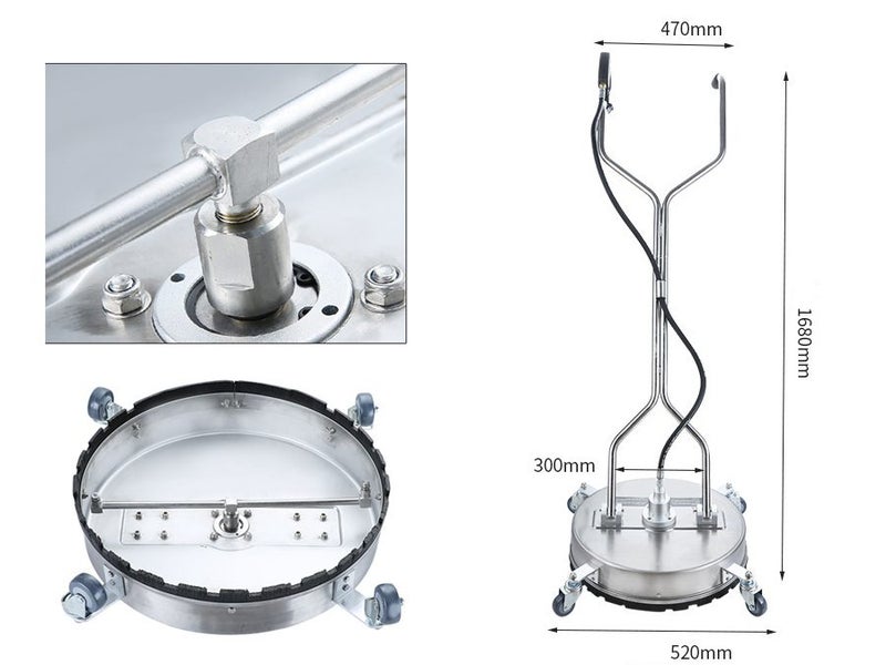 16.5" Stainless Steel Rotating Surface Cleaner with Handle Carousel 2