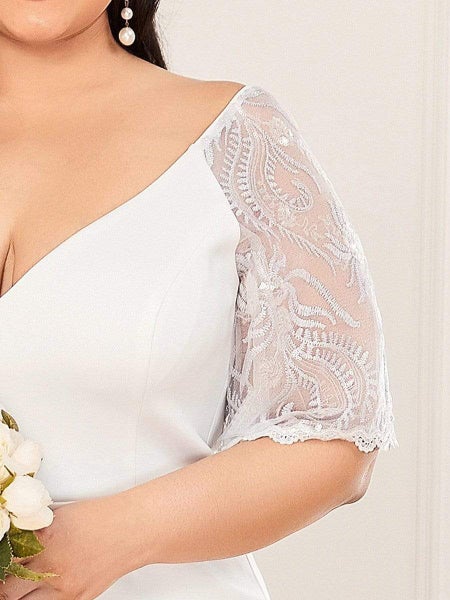 Suzanne lace sleeve v neck wedding dress in Ivory s14 Carousel 5