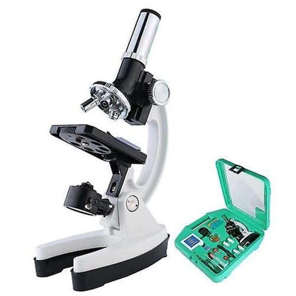 Microscope Set with Accessories Kit 100X-1200X Children Kids Students All-Metal Carousel 1
