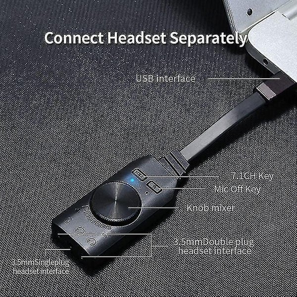 Gs3 virtual 7.1 channel sound card converter adapter external usb 3.5mm headset Carousel 9