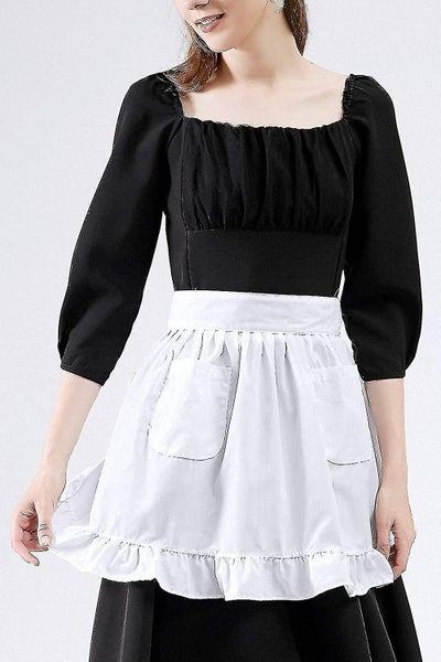 2 Piece Two Pocket Vintage Kitchen Ruffle Half Belt Aprons Carousel 4