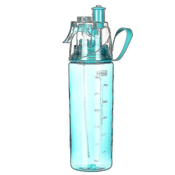 Portable summer and sports water bottle with spraying feature 600ml Blue Carousel 1