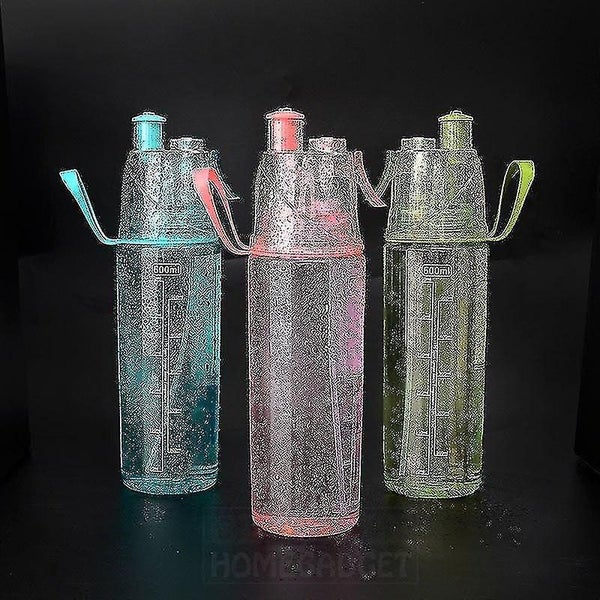 Portable summer and sports water bottle with spraying feature 600ml Blue Carousel 2