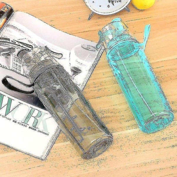 Portable summer and sports water bottle with spraying feature 600ml Blue Carousel 5