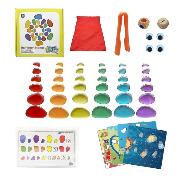 Kids Sorting Color Stacking Stones Toys Rainbow Pebbles Baby Learning Toys For Carousel 2