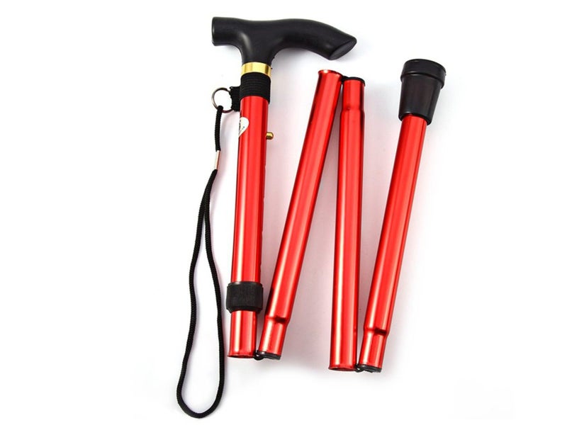 Adjustable Walking Stick Folding Walking Cane Red Carousel 1