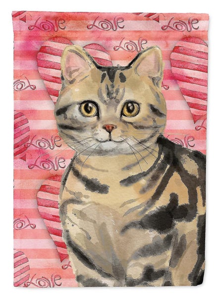 American Shorthair Brown Tabby Cat Love Flag Garden Size Carousel 1