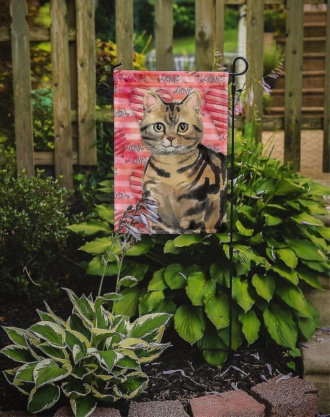 American Shorthair Brown Tabby Cat Love Flag Garden Size Carousel 2