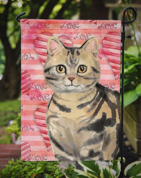 American Shorthair Brown Tabby Cat Love Flag Garden Size Carousel 3