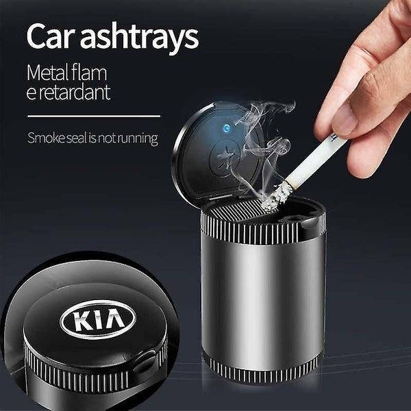 Car Ashtray For Kia Aluminum LED Cup Portable Flame Retardant Cigarette Holder Carousel 1